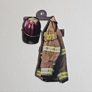 Firefighter Jacket and Helmet Christmas Ornament